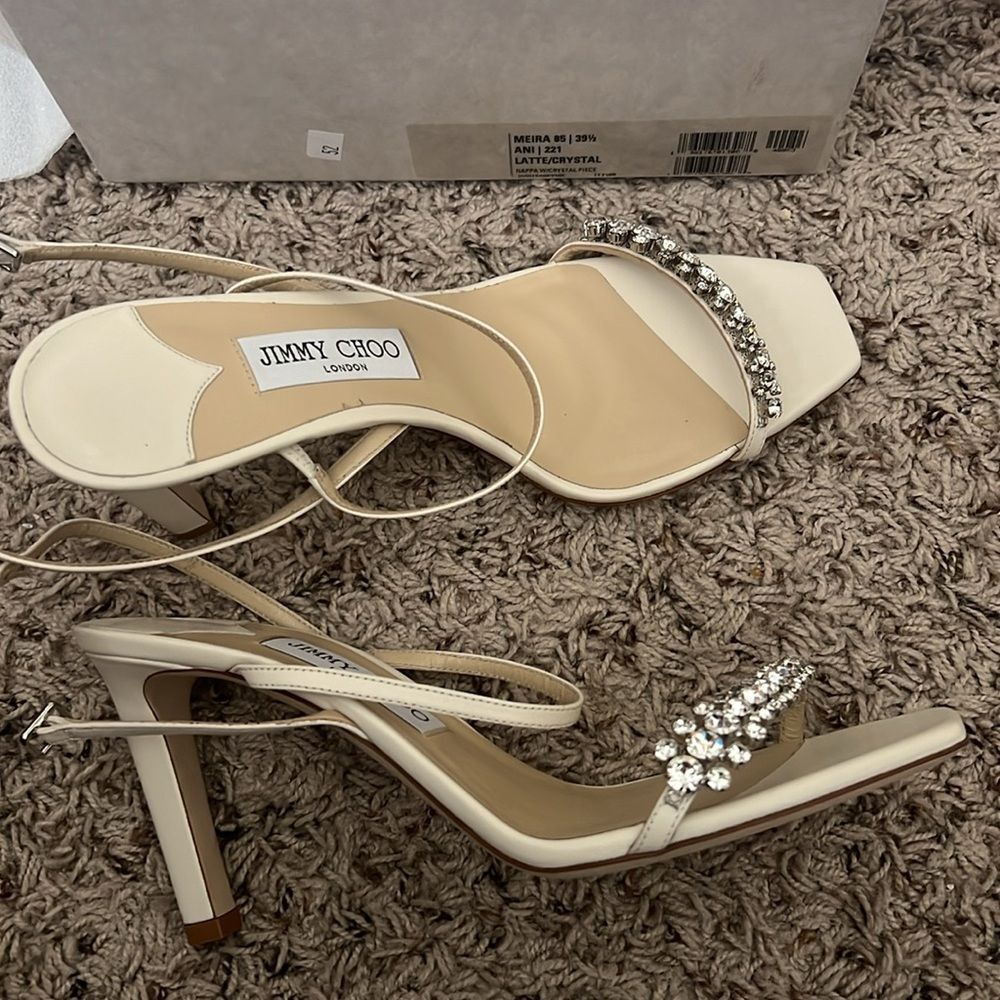 Jimmy Choo Meira 85 Embellished High Heel Sandals, Size 39.5 Nin - Picture 7 of 16